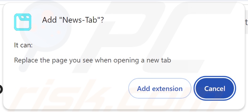 News-Tab browser hijacker asking for permissions