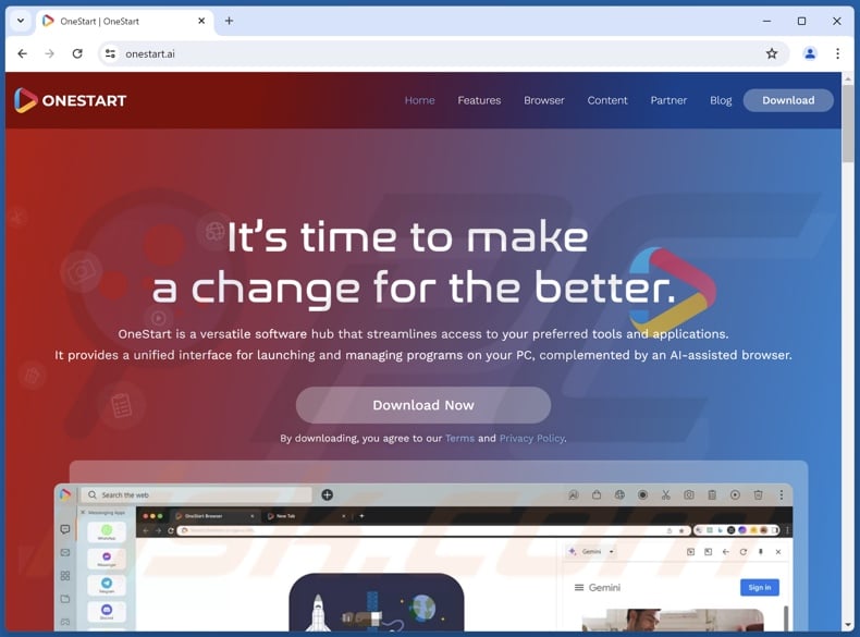 Website used to promote OneStart browser