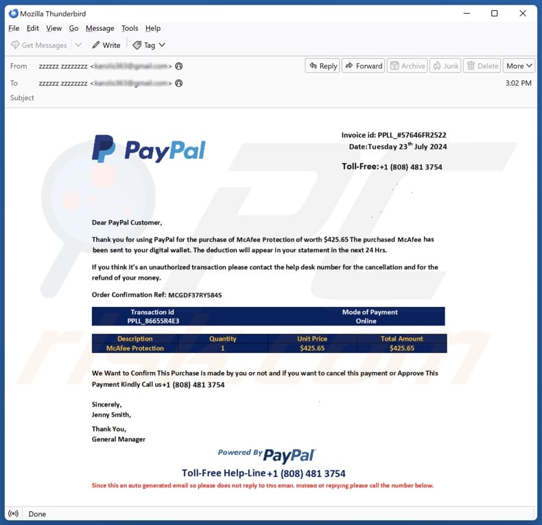 PayPal Order Confirmation Email Scam - Removal and recovery steps (updated)