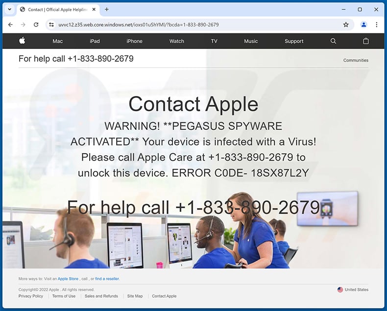 PEGASUS SPYWARE ACTIVATED pop-up scam (2024-07-18)