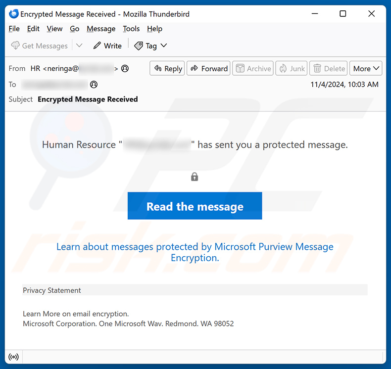 Protected Message email scam (2024-11-05)