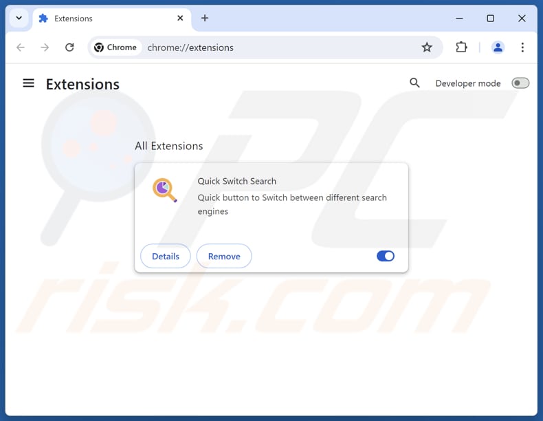 Removing quickswitchsearch.com related Google Chrome extensions