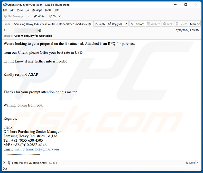 RFQ Doc List email scam (2024-07-23)