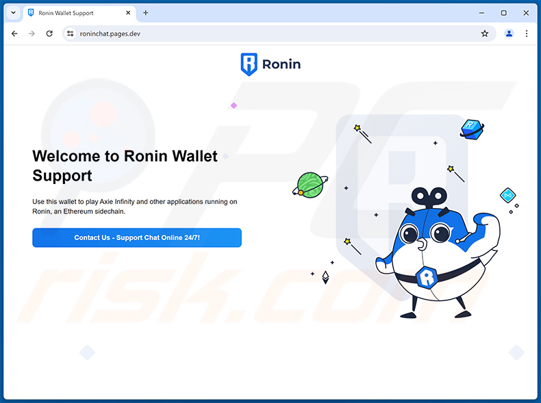 Ronin Wallet-themed scam website (roninchat.pages[.]dev)