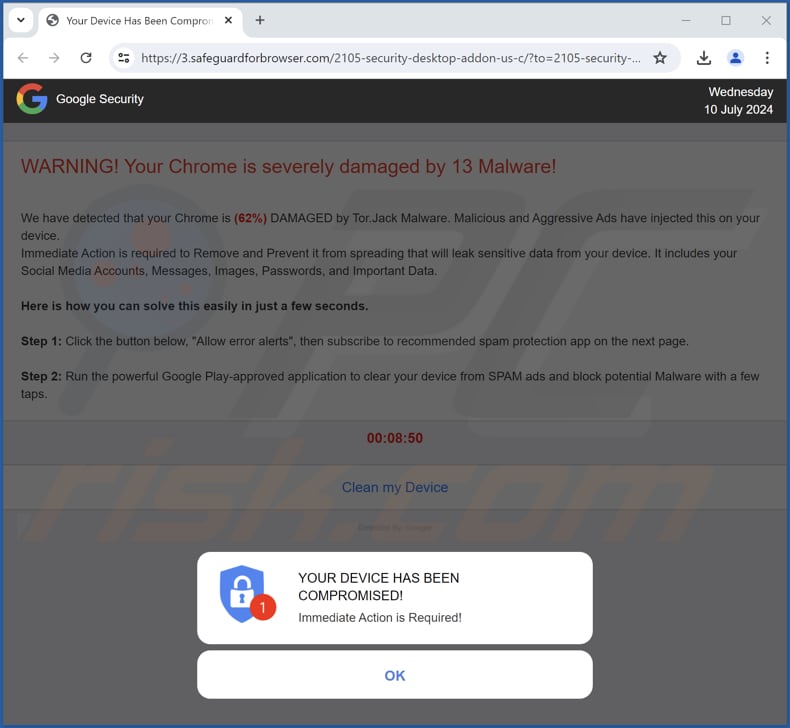 safeguardforbrowser[.]com ads