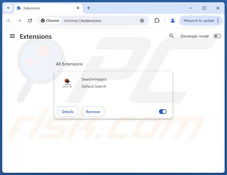 Removing searchninjapro.com related Google Chrome extensions