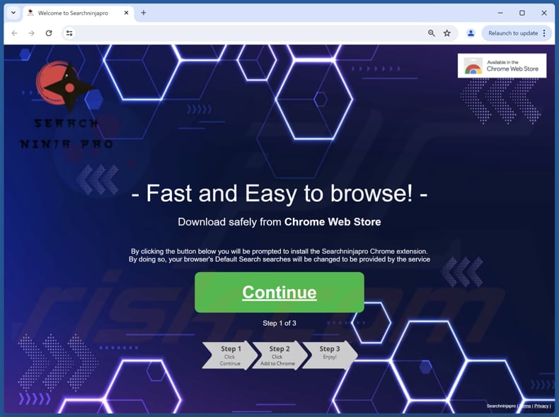 Website used to promote Searchninjapro browser hijacker