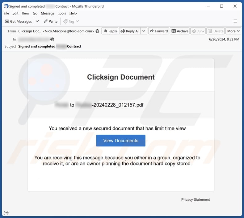 Secured Document email spam campaign