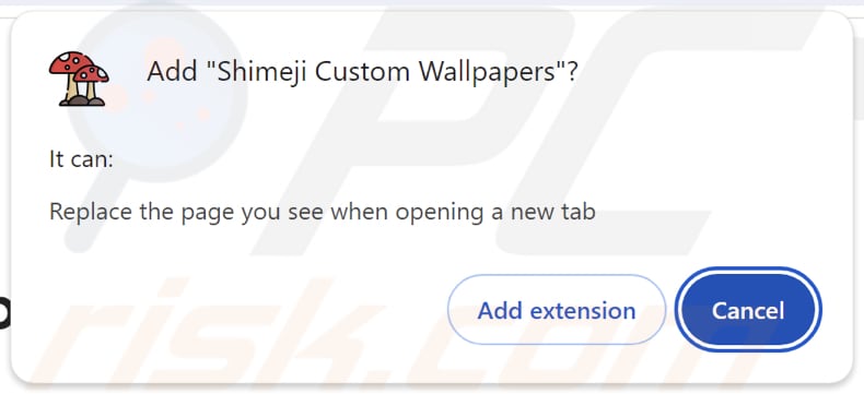 Shimeji Custom Wallpapers browser hijacker asking for permissions