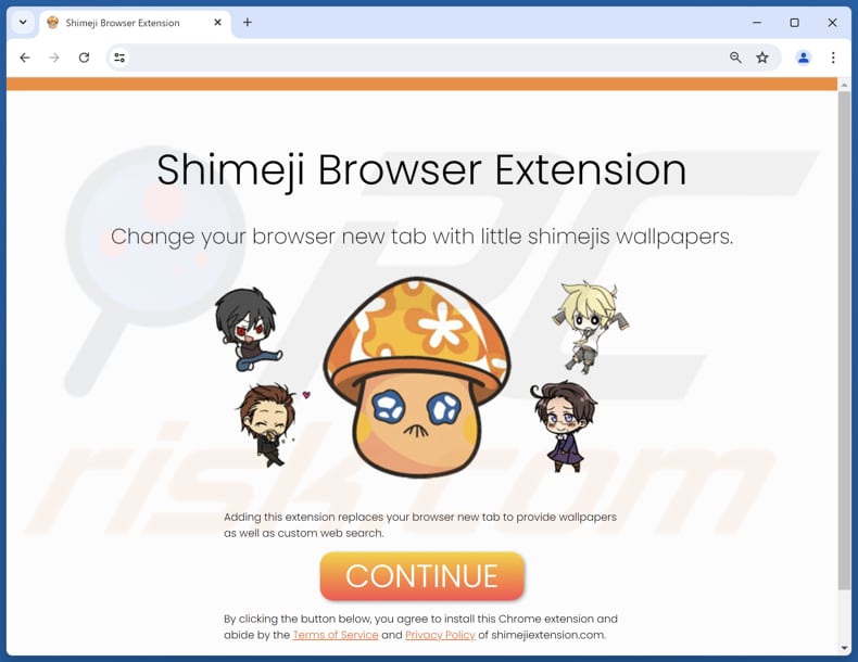 Website used to promote Shimeji Custom Wallpapers browser hijacker