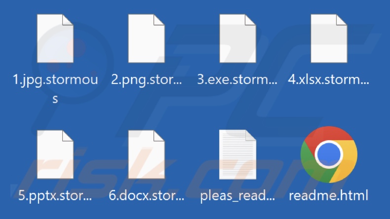Files encrypted by StormCry (Stormous) ransomware (.stormous extension)