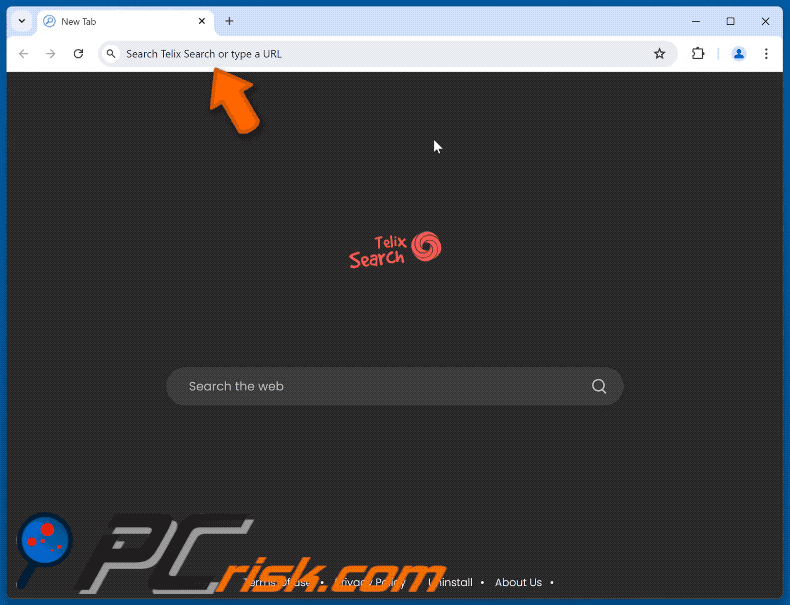 Telix Search browser hijacker redirecting to telixsearch.com, cf-isrc.com, and landing on Bing (GIF)