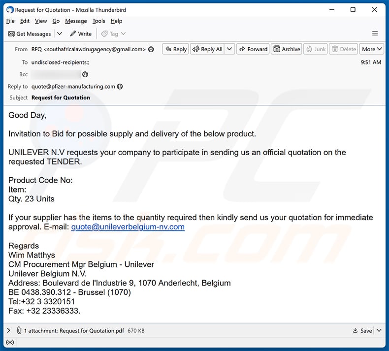 UNILEVER email scam (2024-07-01)
