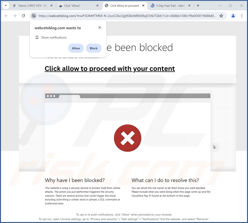 webcetsblog[.]com pop-up redirects