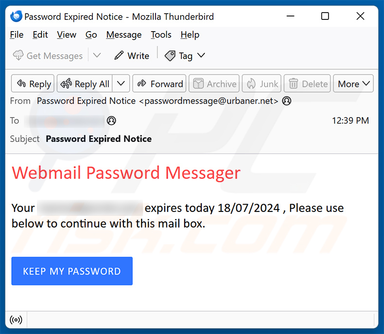 Webmail Password Expired email scam (2024-07-18)