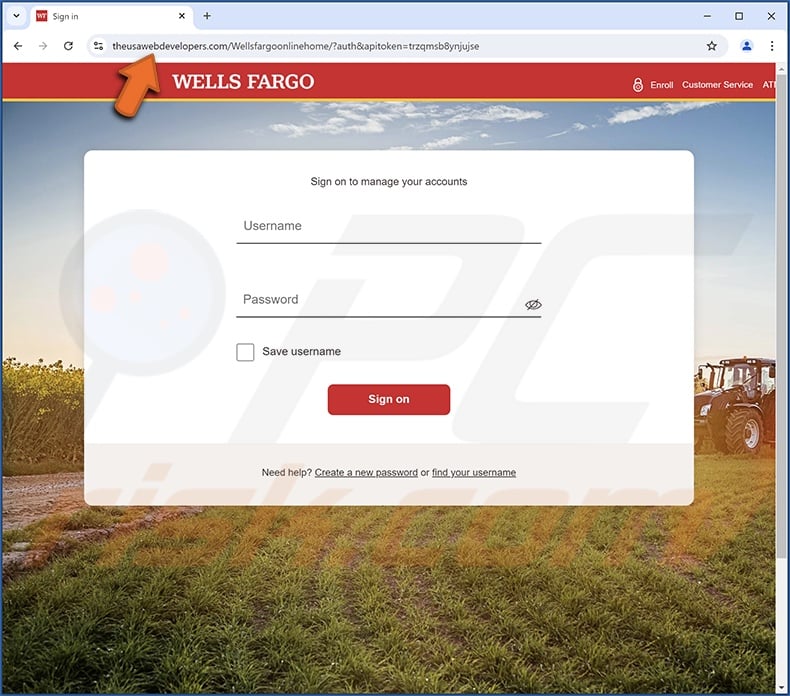 Wells Fargo - Unusual Account Activity scam email promoted phishing site