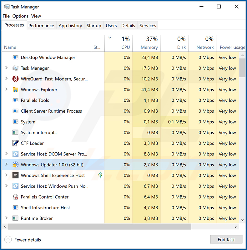 Windows Manager adware running as Windows Updater in the Task Manager