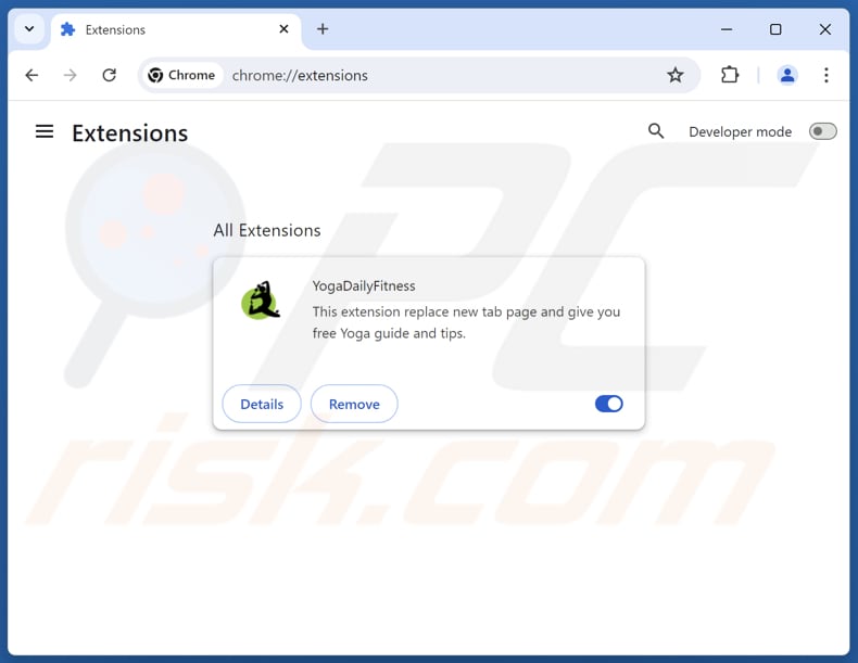 Removing yogadailyfitness.com related Google Chrome extensions