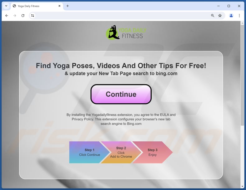 Website used to promote YogaDailyFitness browser hijacker