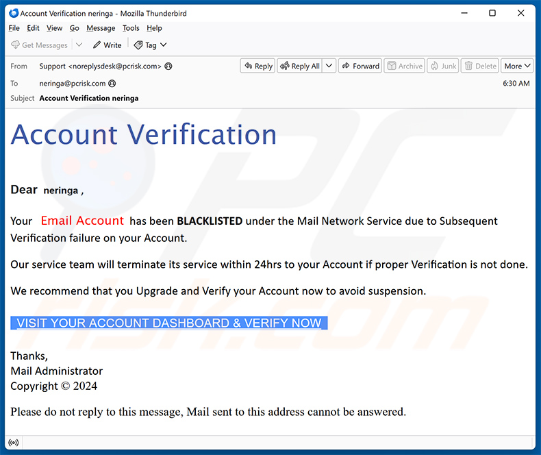 Email Account Has Been Blacklisted Due To Verification Failure