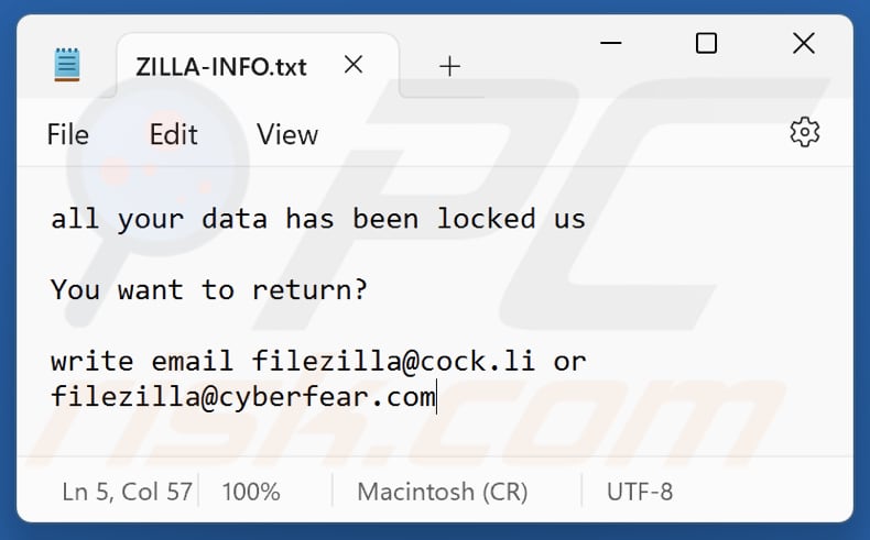 ZILLA ransomware text file (ZILLA-INFO.txt)