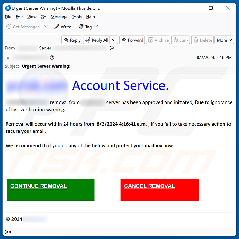 Account Service email scam (2024-08-06)