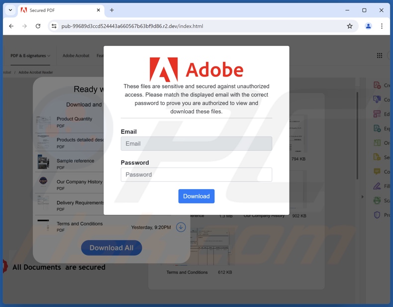 Adobe Contract Agreement scam email promoted phishing site