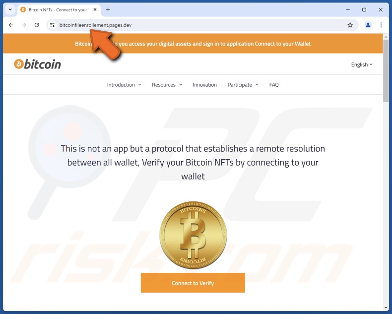 Bitcoin NFT Verification scam