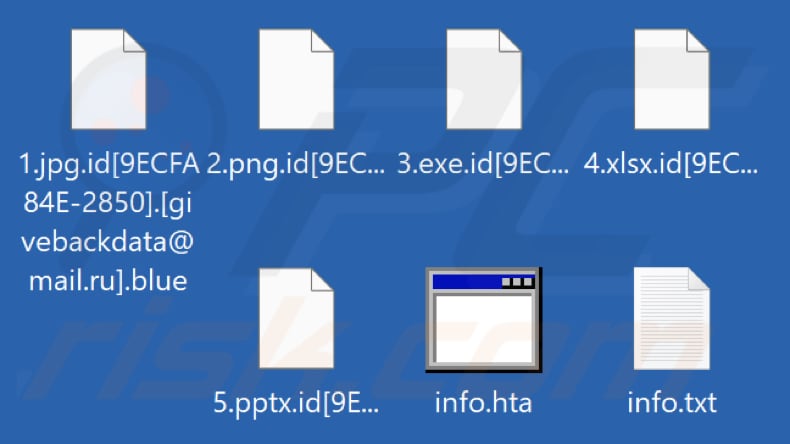 Files encrypted by Blue ransomware (.blue extension)