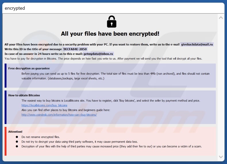 Blue ransomware ransom note (info.hta)