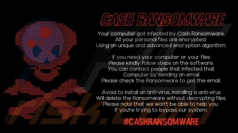 Cash ransomware wallpaper