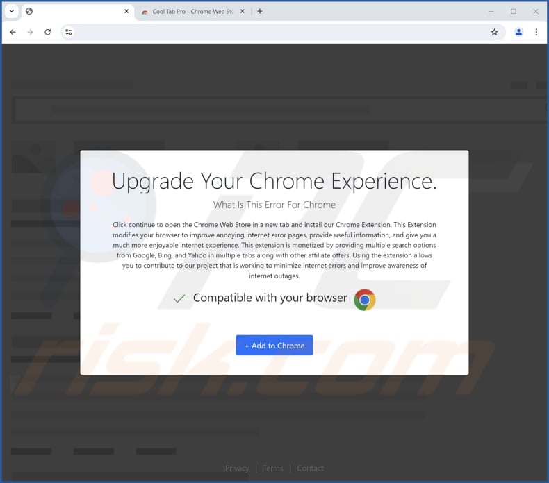 Website used to promote Cool Tab Pro browser hijacker