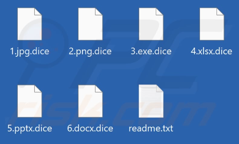 Files encrypted by Dice ransomware (.dice extension)