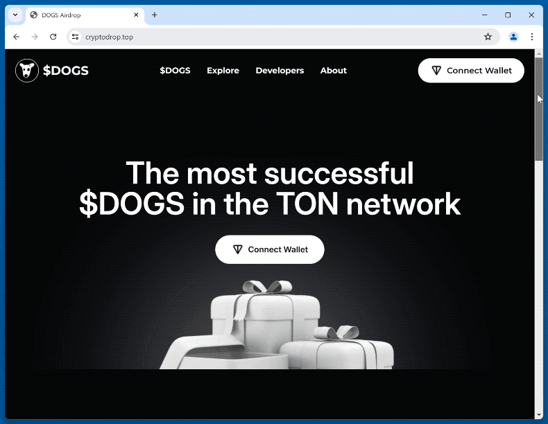 Appearance of $DOGS Airdrop scam (GIF)