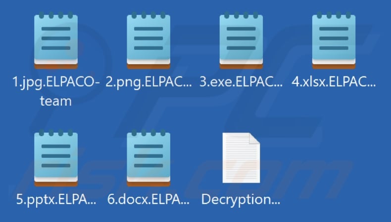 Files encrypted by ELPACO-team ransomware (.ELPACO-team extension)