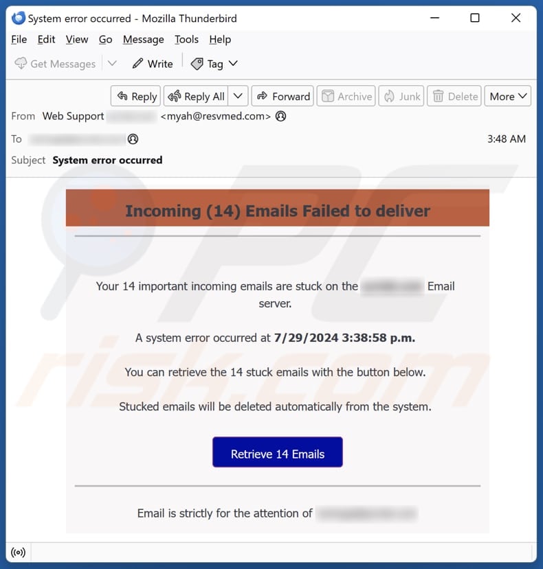 Emails Failed To Deliver email spam campaign