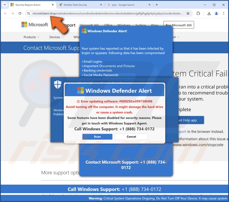 Error Updating Software: #009292w099738H98 scam