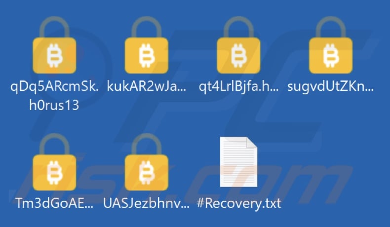 Files encrypted by H0rus ransomware (.h0rus13 extension)