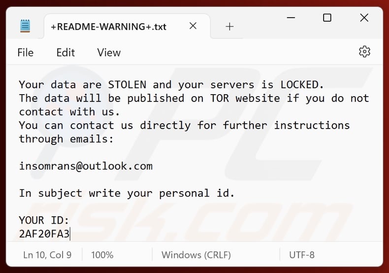 Insom ransomware ransom note (+README-WARNING+.txt)