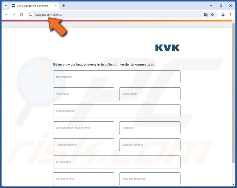 Kamer Van Koophandel (KVK) scam email promoted phishing site