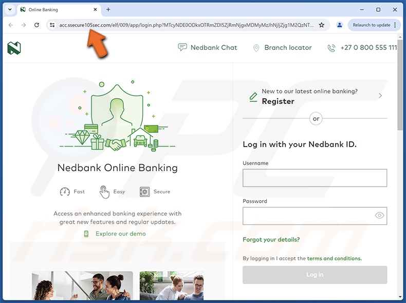 Nedbank scam email promoted phishing site