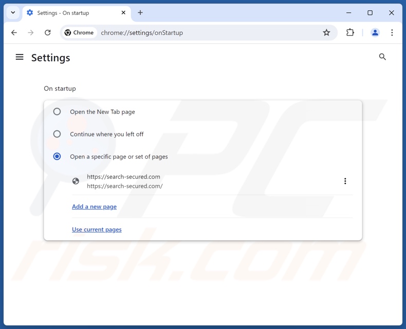 Removing search-secured.com from Google Chrome homepage