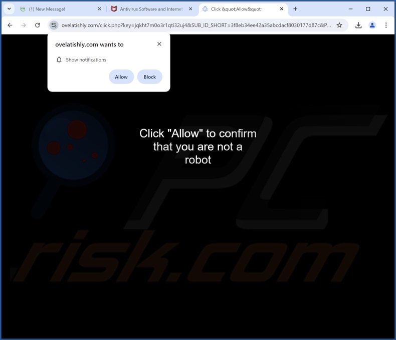 ovelatishly[.]com pop-up redirects