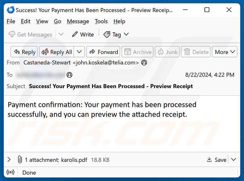 Payment Confirmation email scam (2024-08-27)