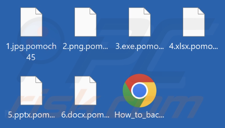 Files encrypted by Pomoch ransomware (.pomoch45 extension)