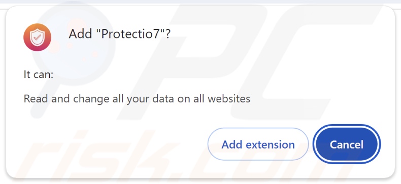 Protectio7 browser hijacker asking for permissions