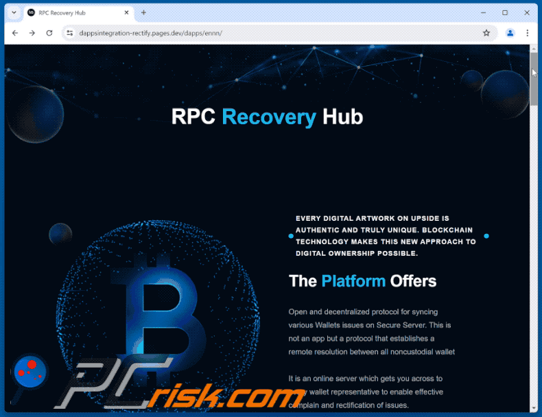 Appearance of RPC Recovery Hub scam (GIF)