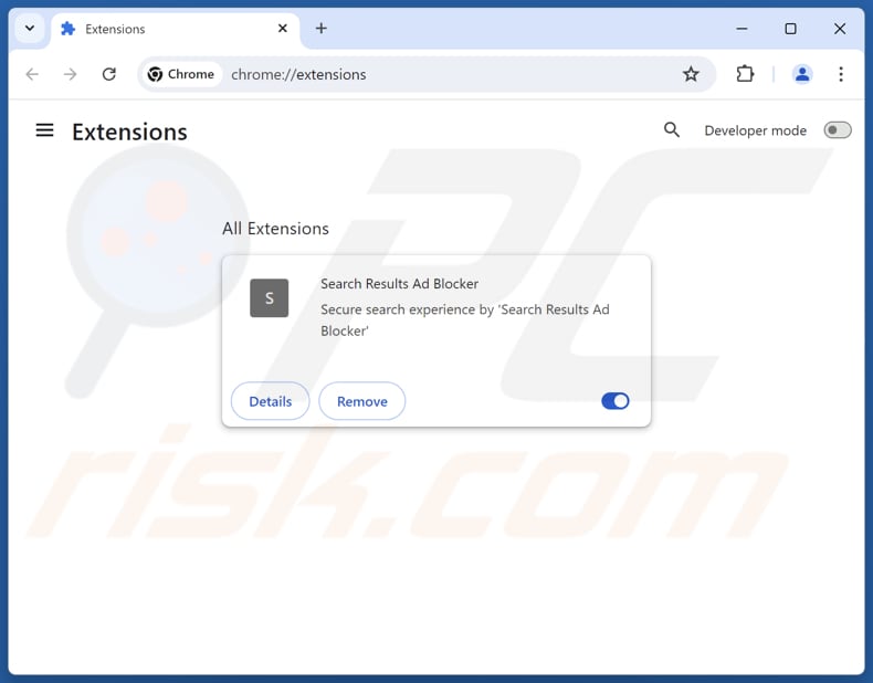 Removing searchresultsadblocker.com related Google Chrome extensions