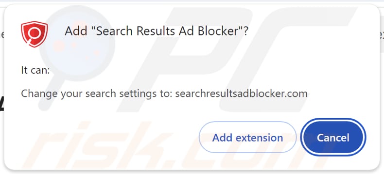 Search Results Ad Blocker browser hijacker asking for permissions