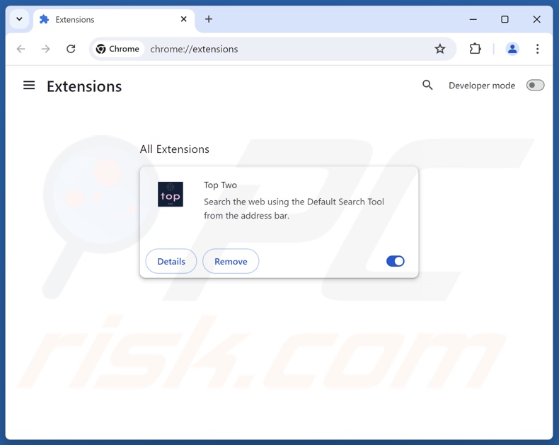 Removing toptosearch.com related Google Chrome extensions